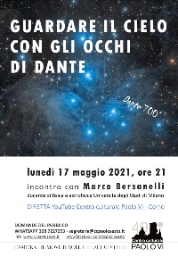 Locandina incontro M. Bersanelli Dante 17-05-2021