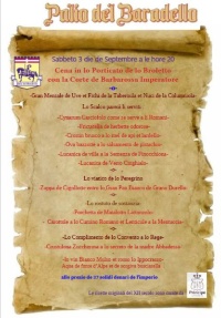 menu cena medievale 2022 Palio Baradello