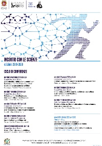 locandina incontri con le scienze 2019